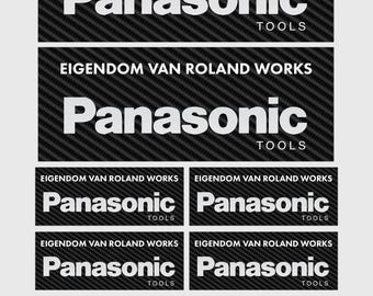 12 Adesivos Personalizados "Propriedade de" Ferramentas Panasonic | 3 Tamanhos | Laminados