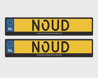 Kentekenplaat Stickerset 2x met eigen tekst voor Kinderauto / Loopauto | Gepersonaliseerd | Nederlands kenteken | Elektrische kinderauto