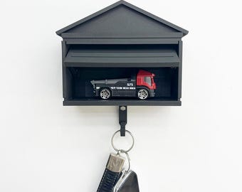 Garage Keychain with Sloping Roof Working Garage Door and Space for Mini Car Model Car