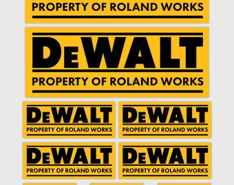 12 adesivi personalizzati "Proprietà di" DeWalt per utensili | 3 misure | Laminati