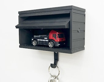 Garage Keychain with Flat Roof With working Garage Door and space for Mini Car Model Car