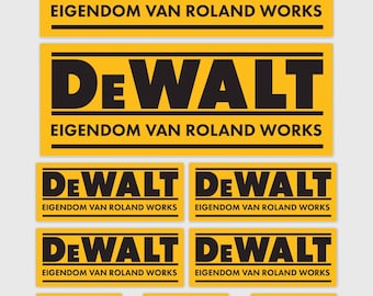 12 adesivi personalizzati "Proprietà di" DeWalt per utensili | 3 misure | Laminati