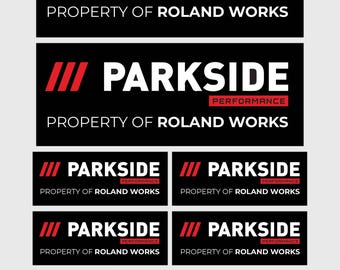 12 Personalized "Property Of" Parkside Tool Stickers | 3 Sizes | Laminated