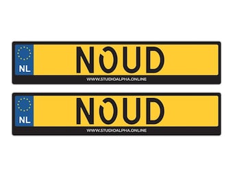 License Plate Sticker Set 2x with your own text for children's car / walker