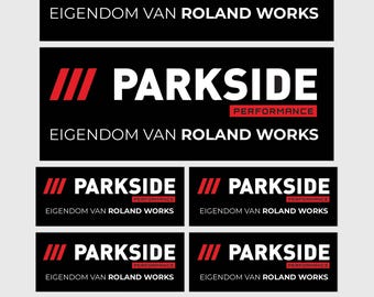12 Personalized "Property of" Parkside Tool Stickers | 3 Sizes | Laminated