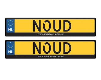 Kentekenplaat Stickerset 2x met eigen tekst voor Kinderauto / Loopauto