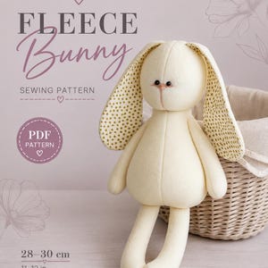 Fleece Bunny Sewing Pattern | Floppy Ear Stuffed Toy PDF | Soft Rabbit Template | 28–30 cm