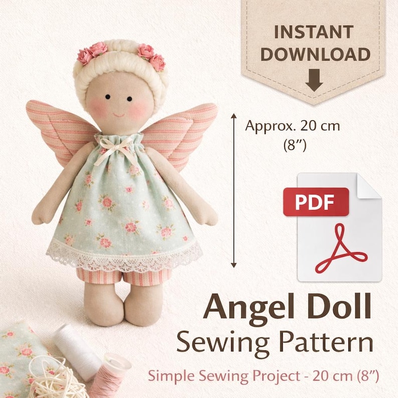 Naaipatroon engelpop | Zelfstudie minimalistische stoffen pluche (pdf-download) afbeelding 1