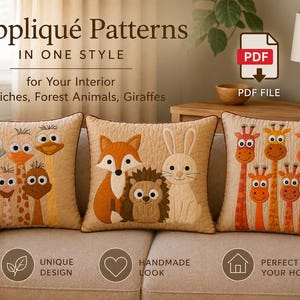 Applikations-Muster: Strauße, Waldtiere, Giraffen (PDF-Datei)