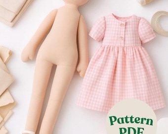 Handmade rag doll base, 25-26 cm | Sewing doll body PDF | Traditional fabric doll sewing pattern