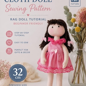 Cloth Doll Sewing Pattern | Rag Doll Tutorial, Beginner Friendly (PDF Download)