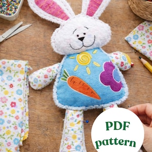 Patrón de costura para conejito de Pascua de peluche de 30 cm (PDF)