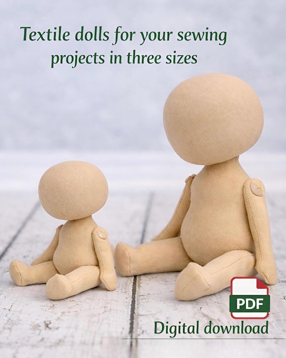 Cloth Doll Body Sewing Pattern | Rag Doll Template, 3 Sizes (PDF Download)