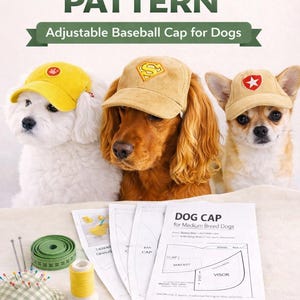 Dog Hat Pattern | Baseball Cap Template for Small Medium Dogs (PDF Download)