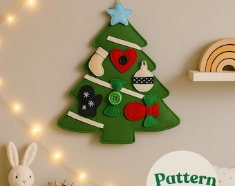 Patrón de costura para árbol de Navidad de fieltro, adorno, agarradera y decoración de pared (PDF)
