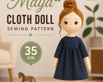Maya-Puppe – Nähvorlage | 35 cm Stoffpuppe mit Kleid (PDF-Vorlage)