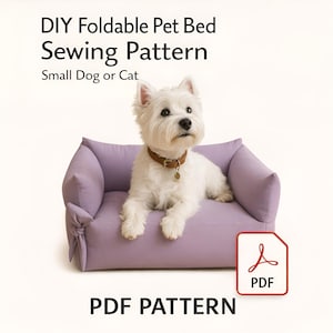 Modello di cucito fai da te per cuccia pieghevole per animali domestici: cane o gatto di piccola taglia (modello PDF)