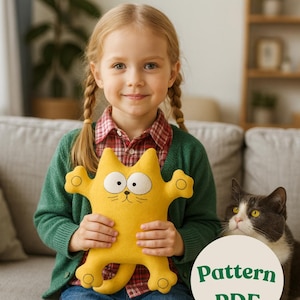 Patron de couture pour chat en peluche PDF | Tutoriel bricolage peluche + présentation | Patron de couture animal en peluche | Peluche Kawaii faite main PDF