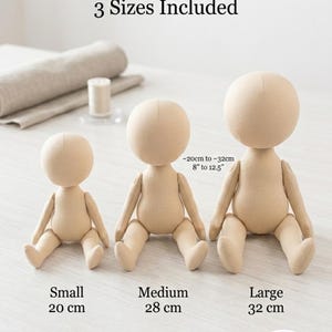 Modello per cucire il corpo di una bambola di stoffa / Modello per bambola di pezza in 3 misure (download PDF)