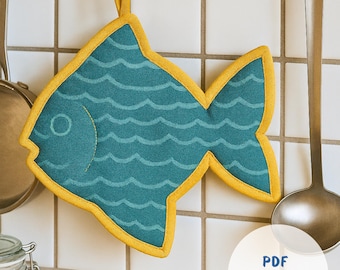 Pisces Fish Potholder Sewing Pattern – DIY Kitchen Decor (PDF Template)