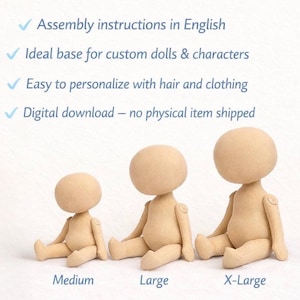 Cloth Doll Body Sewing Pattern | Rag Doll Template, 3 Sizes (PDF Download) image 2