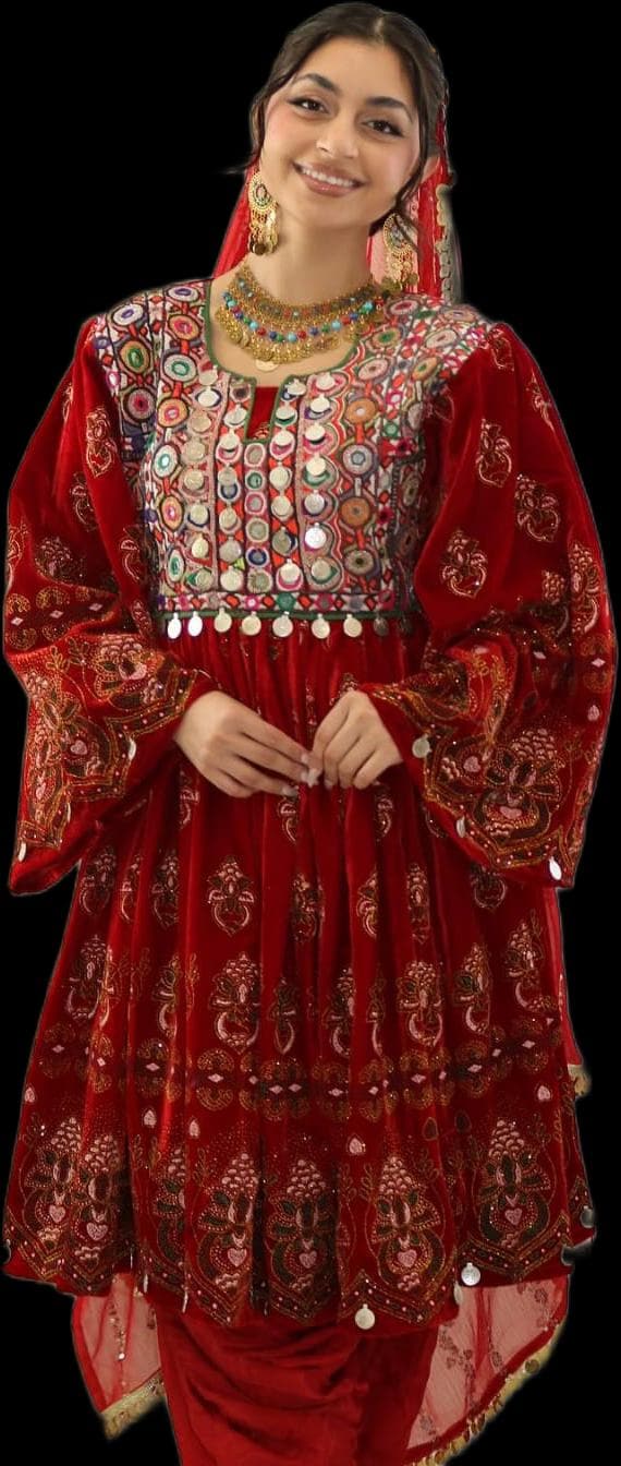 ヴィンテージのアフガン・クチドレス：鏡面刺繍の民族衣装 - Etsy 日本