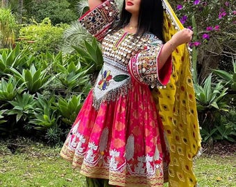 Vintage Afghan Short Dress | Handmade Coins & Cherma Embroidery