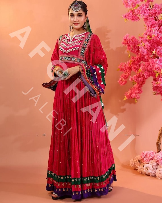 red afghani dress Afghan New Design Velvet Gand E Afghani White Gulabaton Afghan Women Dress #2046