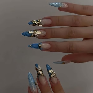 Floral Nails,French Nails,hand painted nail,custom press on nails,3D Nails,Almond Nails,Acrylic Nails,Birthday gift,Girl gift