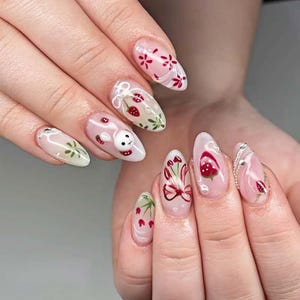 Cute Nails,French Nails,Minimalist,hand painted nail,custom press on nails,3D Nails,Almond Nails,Acrylic Nails,Birthday gift,Girl gift