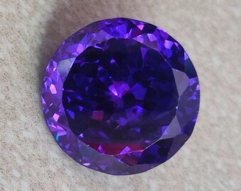 70 Ct Natural Blue Zircon Loose Gemstone: Round Cut Cambodian Facet