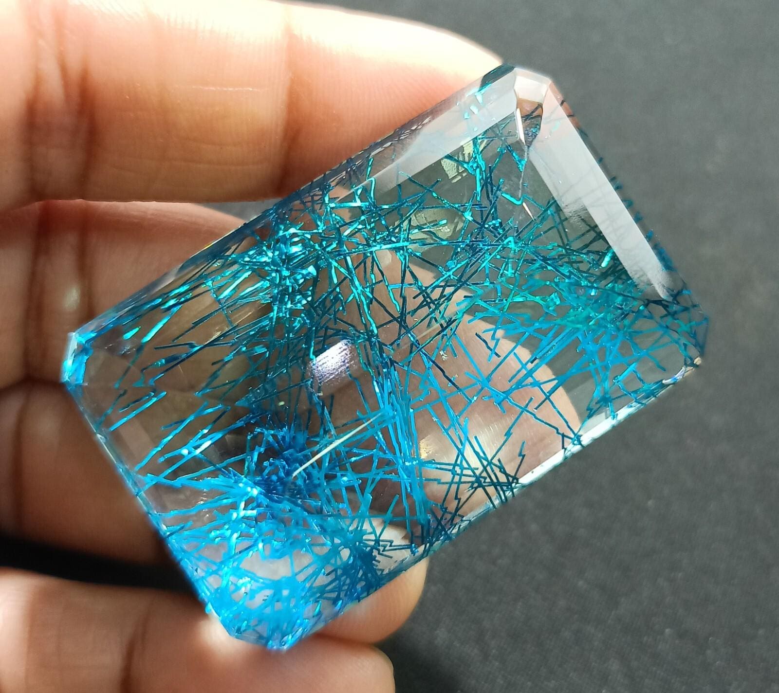 Emerald Cut Blue Rutilated Quartz Gemstone – 165.35 Ct Loose Stone - Etsy
