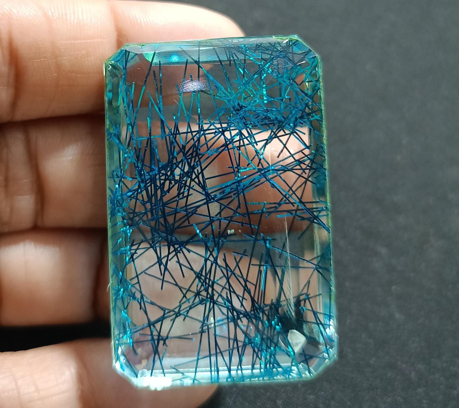 Emerald Cut Blue Rutilated Quartz Gemstone – 165.35 Ct Loose Stone - Etsy