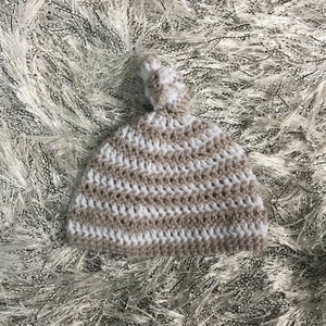 NEWBORN gray and white striped baby beanie - &quot;the josiah.&quot;