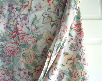 Vintage Rose and Foral Full Size Top Sheet- Rose Bedding- Full size Rose and Tulip Sheet