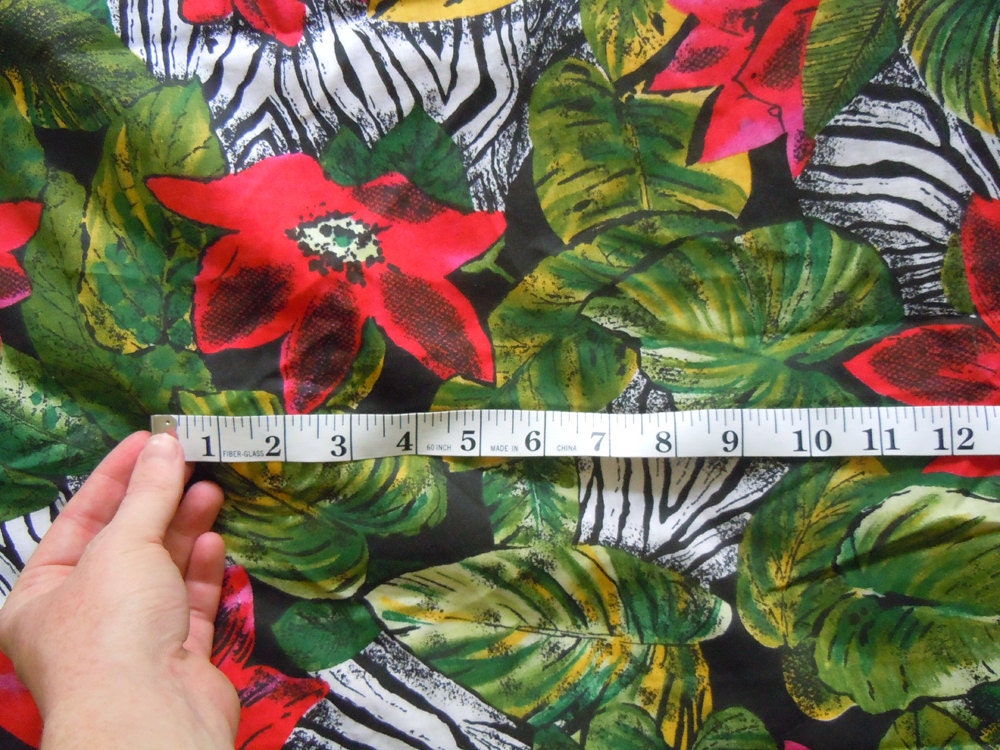 Jungle Print Vintage Floral Fabric 1 Plus Yard Zebra Print | Etsy