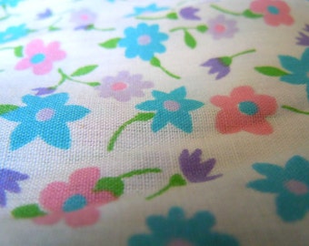 Cheerful Blue, Pink, and Purple Floral Fabric- 3 Yards