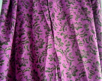 Purple and Black Floral Vintage Fabric- 1 Yard