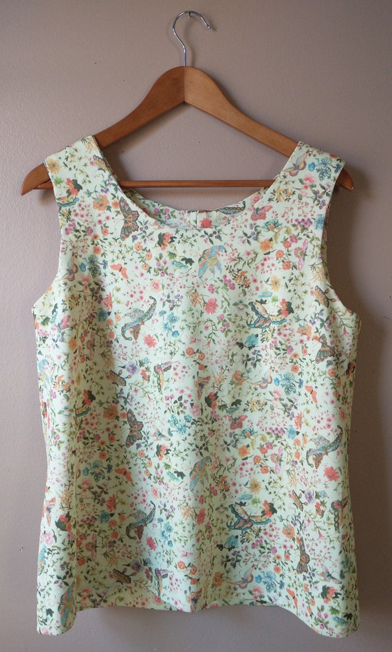 Vintage Butterfly and Floral Polyester sleeveless 