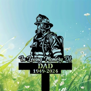 Personalized Memorial Fireman Metal Stake,  Fireman Our Hero Memorial Metal Sign, Custom Fireman Name Sign, Grave Marker, Fireman Loss Gift