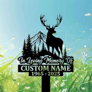 Personalized Hunter Memorial Grave Marker With Dog, Custom Hunting Tribute Sign For Dad, In Loving Memory Cemetery Yard Stake.