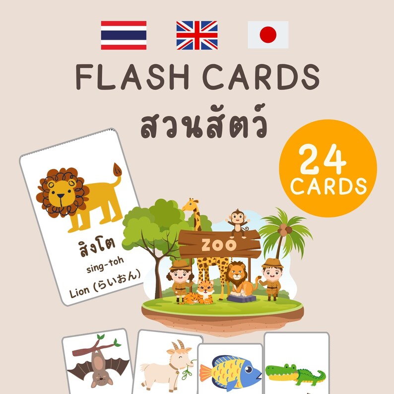 Trilingual Flashcards for Kids – Thai • English • Japanese | 24 ...