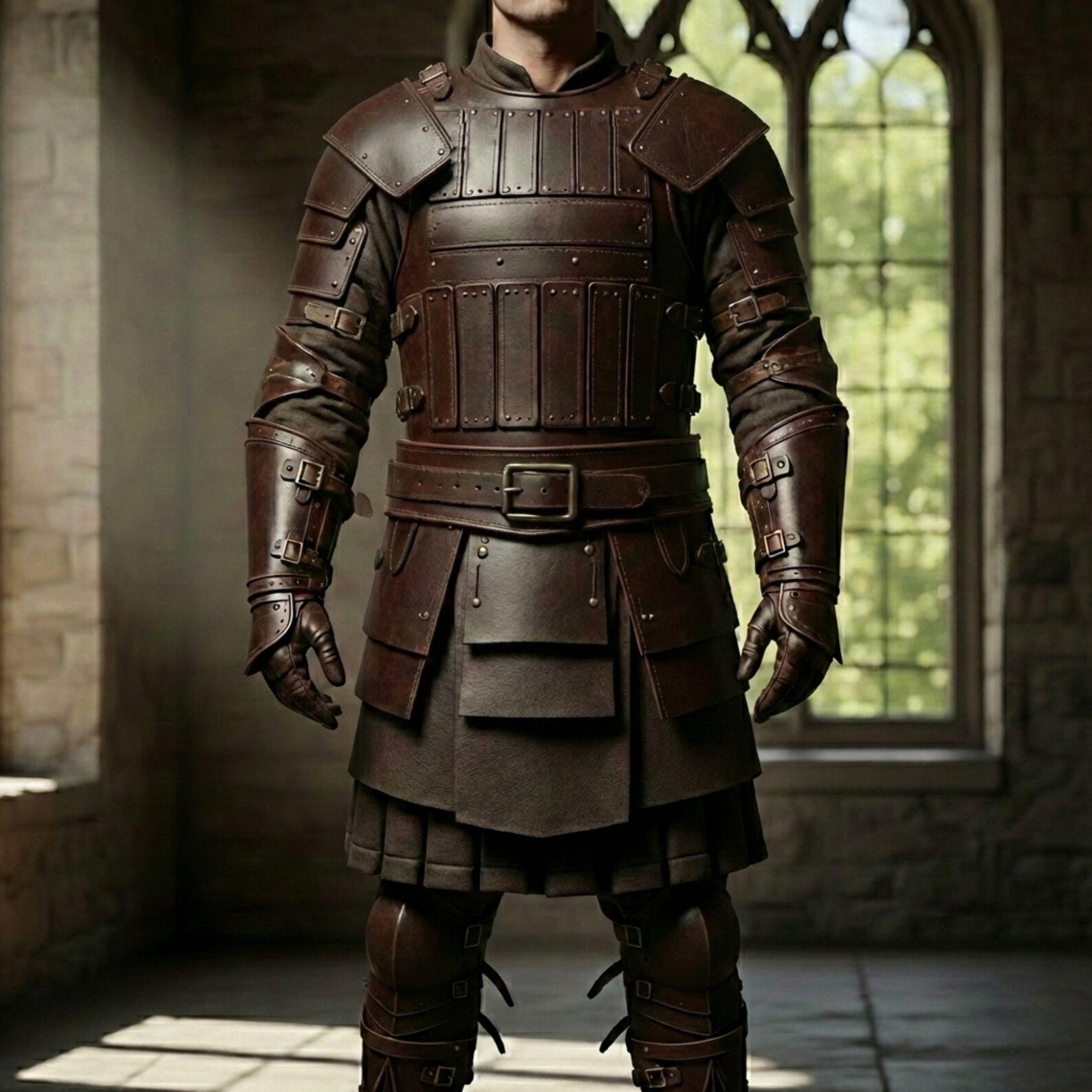 Handmade Brown Leather Medieval Armor - Viking Knight, LARP Cosplay ...