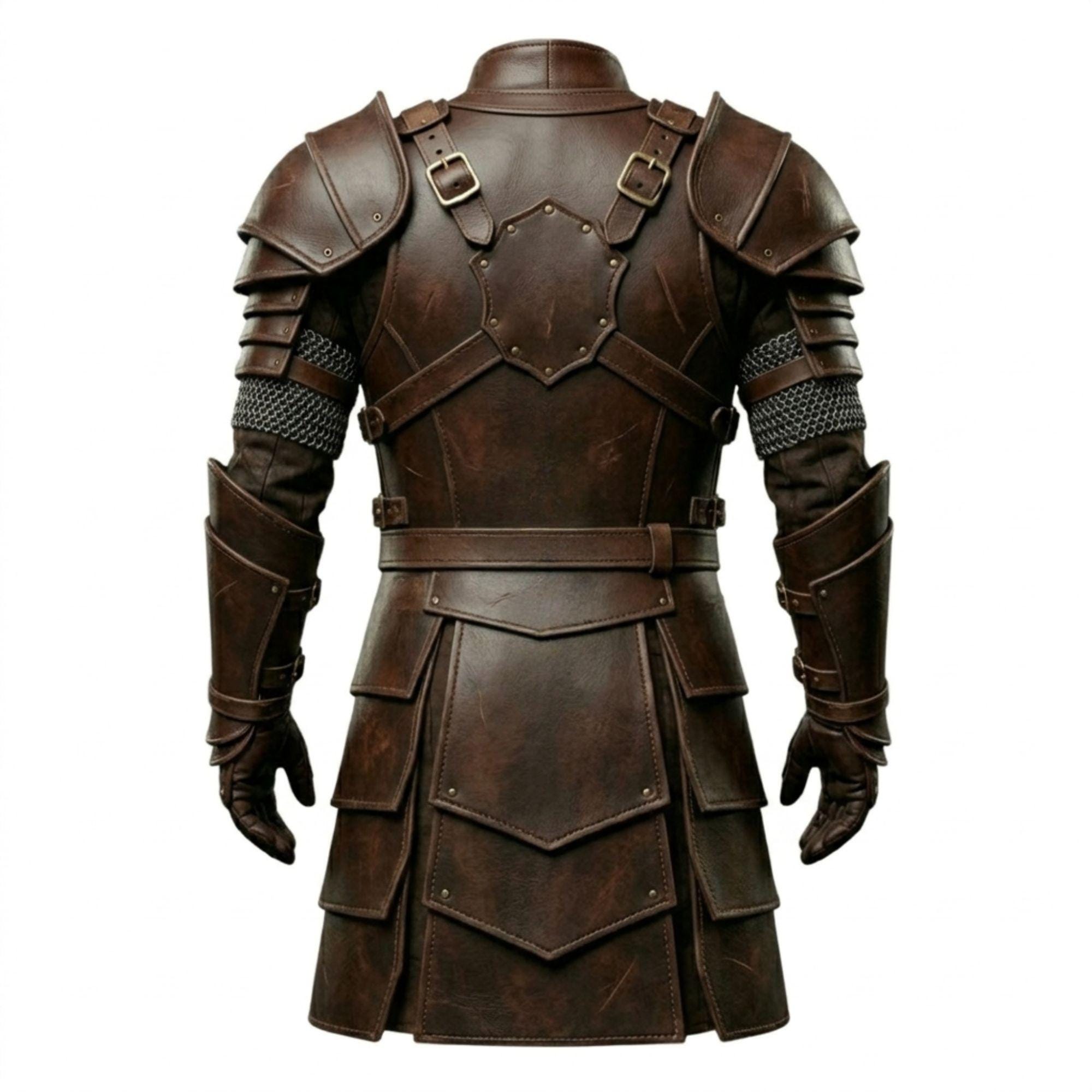 Handmade Brown Leather Armor Suit - Medieval Knight LARP Armor Cosplay ...