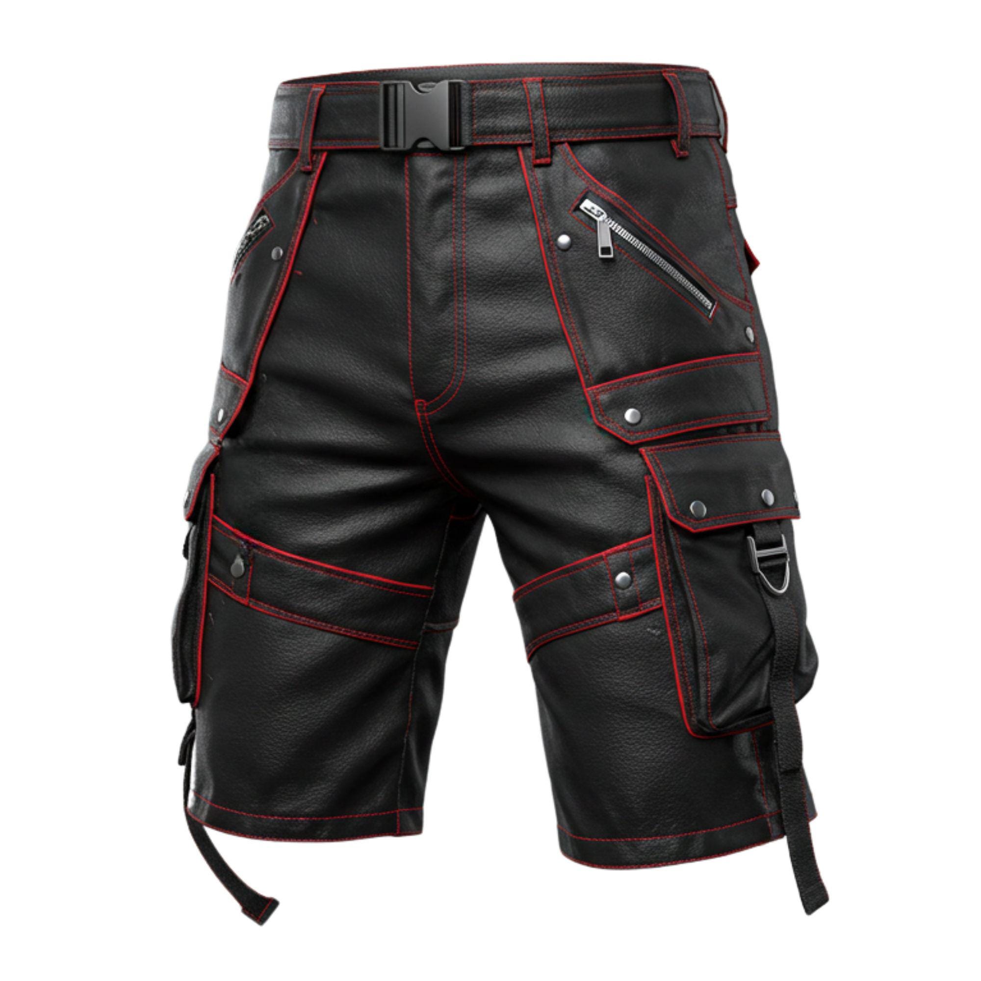 Leder-Shorts Als Knielange Cargo Lederhose Aus Echtem Leder In Cognac