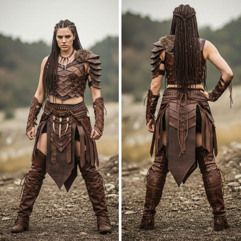 Viking Huntress Leather Armor: LARP Cosplay Costume - Norse Warrior ...