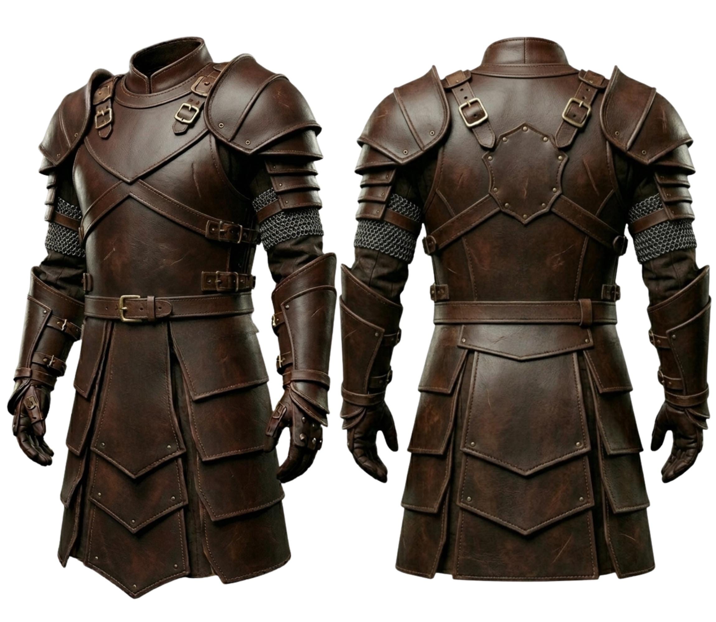 Handmade Brown Leather Armor Suit - Medieval Knight LARP Armor Cosplay ...