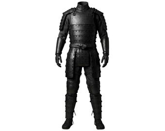 Set di armature da samurai in pelle nera fatte a mano: cosplay LARP, costume da fiera Ren