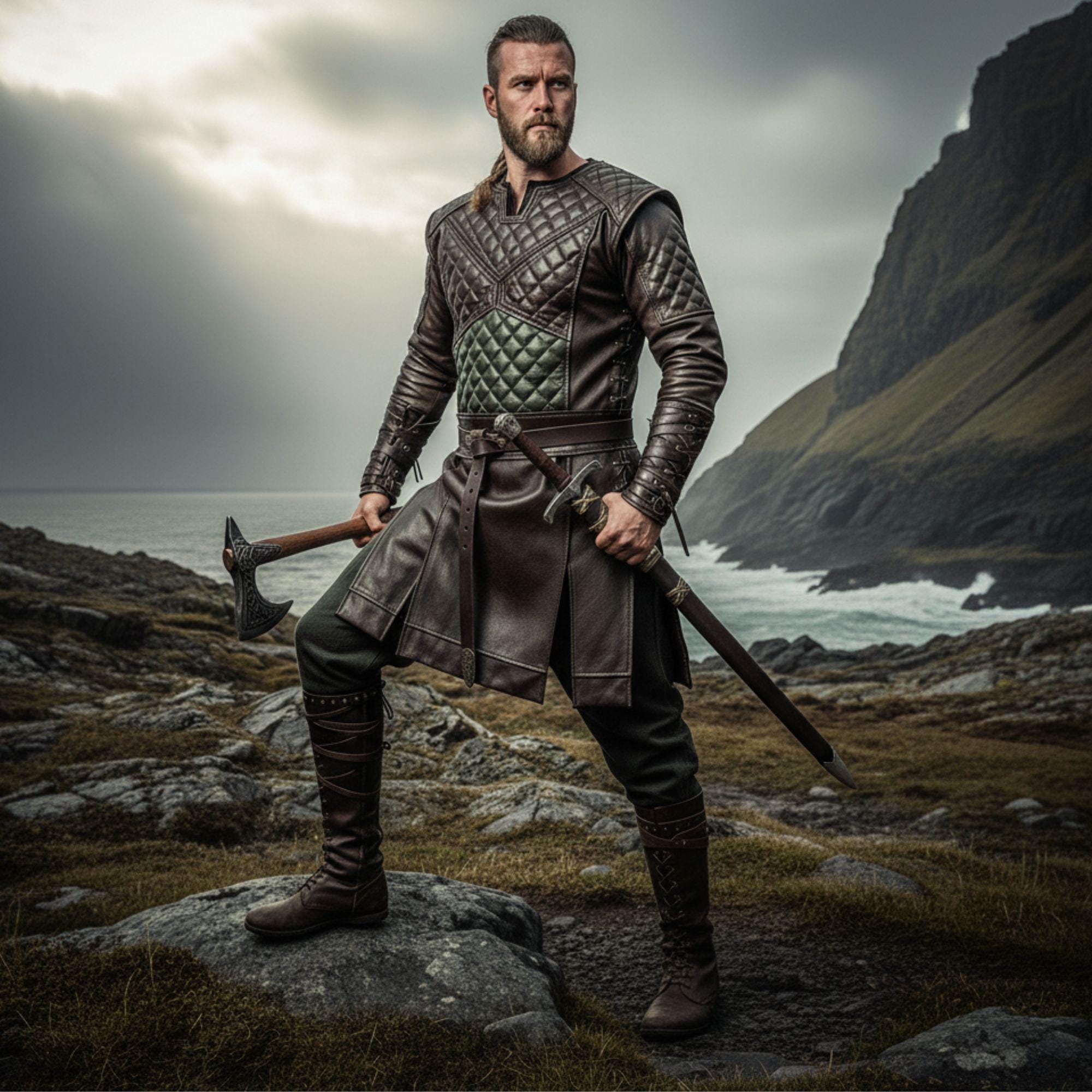 Quilted Leather Medieval Tunic - Renaissance LARP Costume - Norse ...