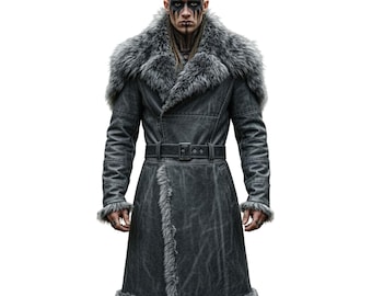 Handmade Cowhide Medieval Fur Coat: Viking Warrior Costume